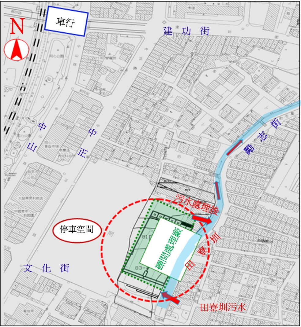 田寮圳水質現地處理設施示範工程位置圖示