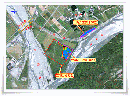 新良排水人工濕地第一期計畫場址相關位置圖