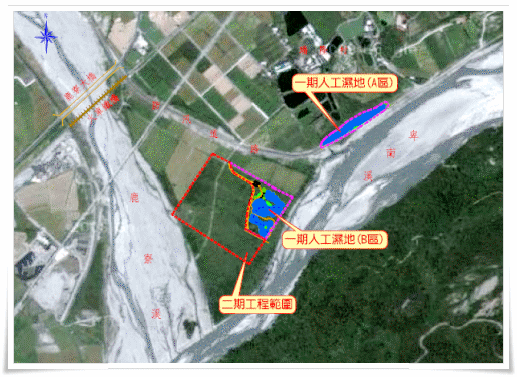 新良排水人工濕地計畫場址相關位置圖